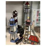 (4) Slag Glass Lighthouses