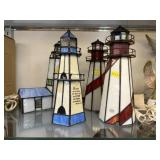 (4) Slag Glass Lighthouses