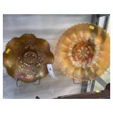 Carnival Glass Plate with Cherry Pattern Bowl