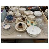 Opaque China Dishes, Assort. Glassware, etc.