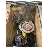 Wood Crate of Cast Iron Reprod. Trivets/ Wall