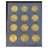 (12) Walking Liberty Silver Half Dollars
