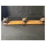 Carved Wood Cat Form Wall Rack