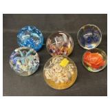 (6) Art Glass Paperweights