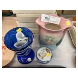 Hull Pottery and Art Glass Vases with Paperweight