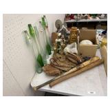 Baseball Equipment & Vtg. Long Soda Bottles,