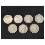 (7) Barber Silver Half Dollars