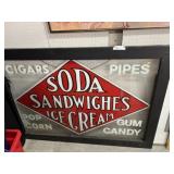 Vintage Glass Hand Painted Store Sign