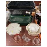 (2) Enameled Roasting Pans, Corningware,