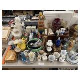 Glassware, China, Vtg. Wood Trinket Box