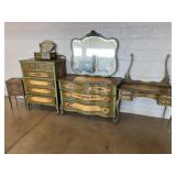 Vtg. 5 Pc. Painted Bedroom Suite