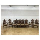 Set of 12 Ornate Carved Arm Chairs
