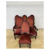 Set of 6 Carved Upholstered Dining Side Chairs