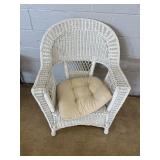 Vtg. White Wicker Arm Chair