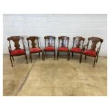 Set of 6 Mahogany Upholstered Seat Dining Chairs