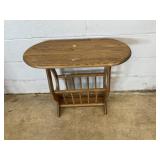 Oak End Table Magazine Rack
