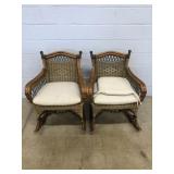 (2) Vtg. Ratan Rocking Chairs