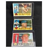 1960 Snider/Kaline/Matthews Topps Cards