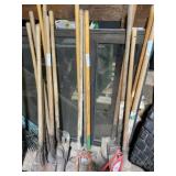 Post Hole Digger, Rake and Hoe