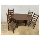 Pine Table w/ 4 Rush Seat Chairs