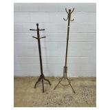 (2) Vtg.Brass & Wooden Clothes Trees