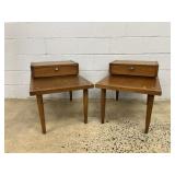 (2) Mid Century 1-drawer Side Tables