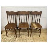 (3) Plank Seat Vtg. Chairs