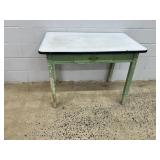 Vtg. 1-drawer Enamel Top Table