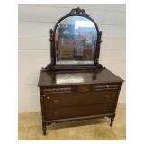 Mahogany Depression Era Bureau w/ Mirror