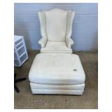 Upholstered Wingback Arm Chair & Ottoman