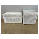 (2) Wooden Wicker Storage Chests