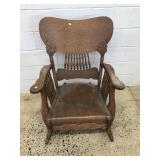 Vtg. Oak Bent Wood Rocking Chair