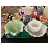 Stangl and Unmarked Pottery with Milk Glass