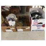 (3) Boxes of Pattern Glass, Figurines, Mugs