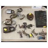 Vintage Padlocks with Cast Lead Soldiers