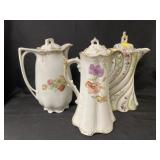 (3) Porcelain Chocolate Pots