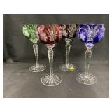 (4) Cut Glass Wine Glasses
