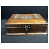 Oak Hinge Top Bureau Box