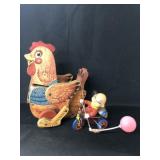 Vintage Fisher Price Pull Toy with Wind-Up Toy