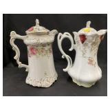 (2) Porcelain Chocolate Pots