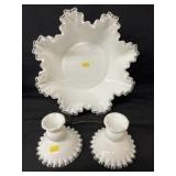 (3) Pieces of Fenton Silvercrest Glassware