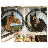 (2) Menno Folk Art Horse Wall Plaques