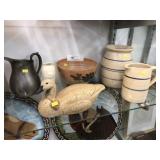 Machine Carved Duck with Contemporary Pottery