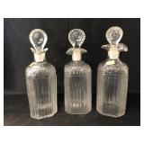 (3) Unmarked Crystal Decanter Bottles