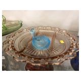 (3) Pink and Green Depression Serving PIeces