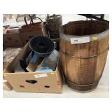 Nail Keg and Box of Kitchenwares