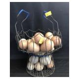 Wire Form Egg Basket with Wooden Eggs