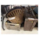 Vintage Suitcase, Fruit Baskets, Crate
