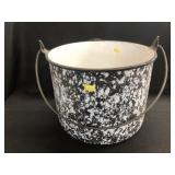 Black and White Agateware Pail