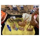 Carved Wood and Art Glass Figurines, etc.